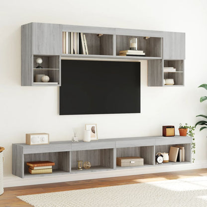 vidaXL TV-Schrank mit LED-Leuchten Grau Sonoma 100x30x30 cm