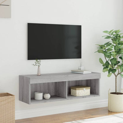 vidaXL TV-Schrank mit LED-Leuchten Grau Sonoma 100x30x30 cm