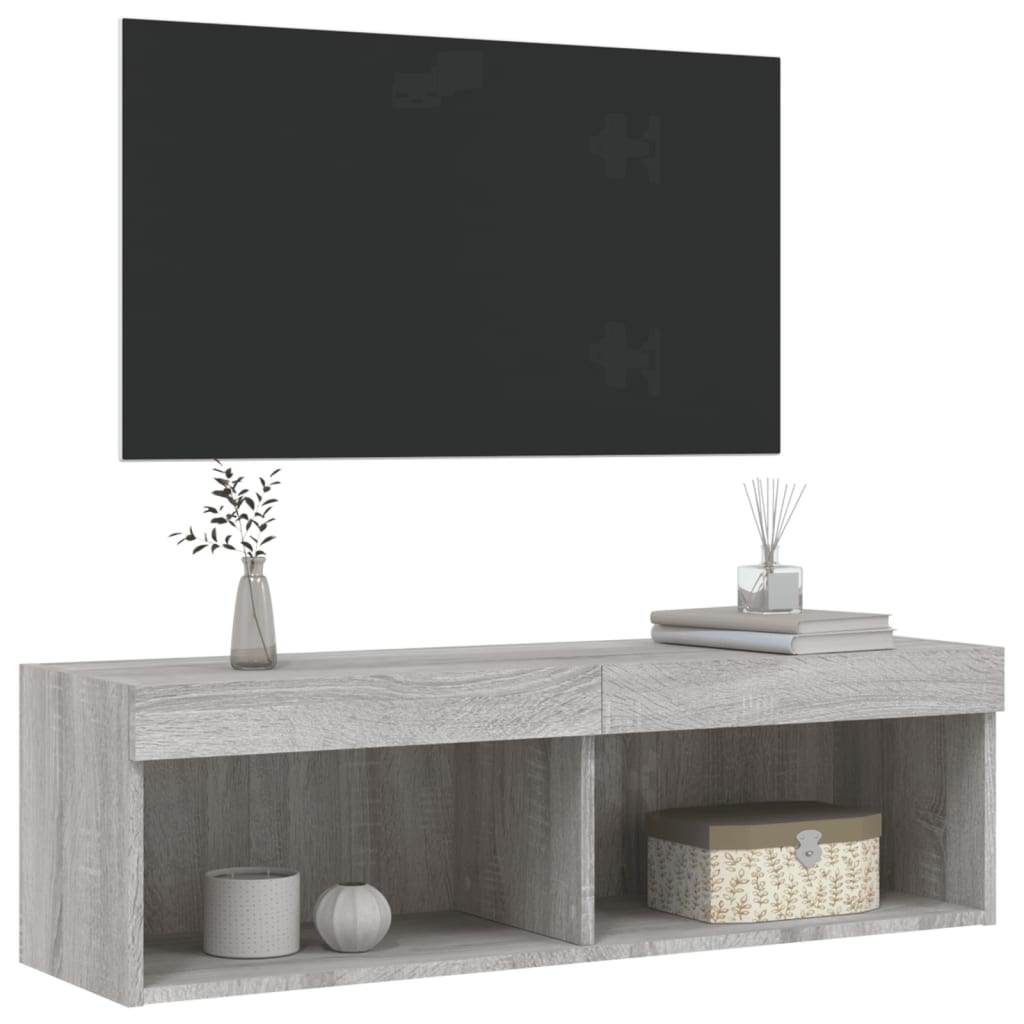 vidaXL TV-Schrank mit LED-Leuchten Grau Sonoma 100x30x30 cm