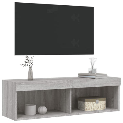 vidaXL TV-Schrank mit LED-Leuchten Grau Sonoma 100x30x30 cm