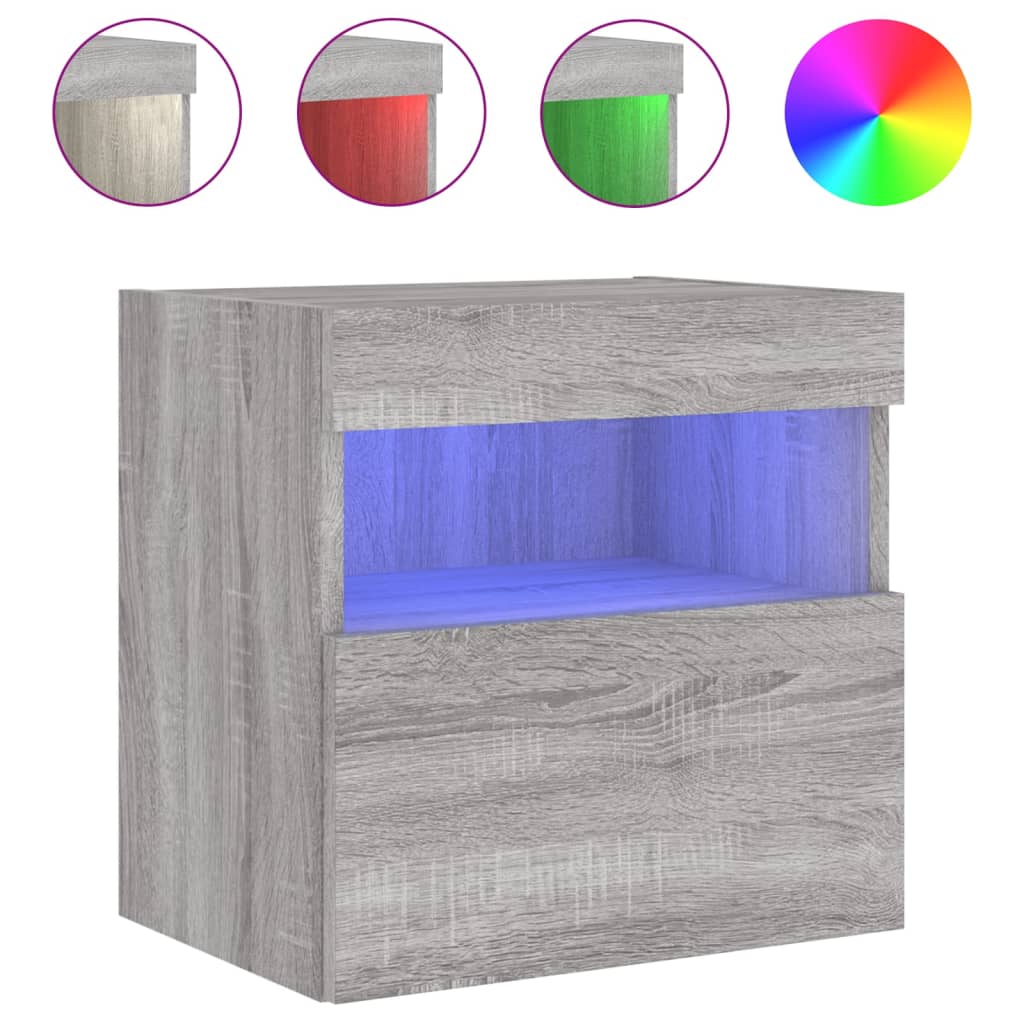 vidaXL TV-Wandschrank mit LED-Leuchten Grau Sonoma 40x30x40 cm