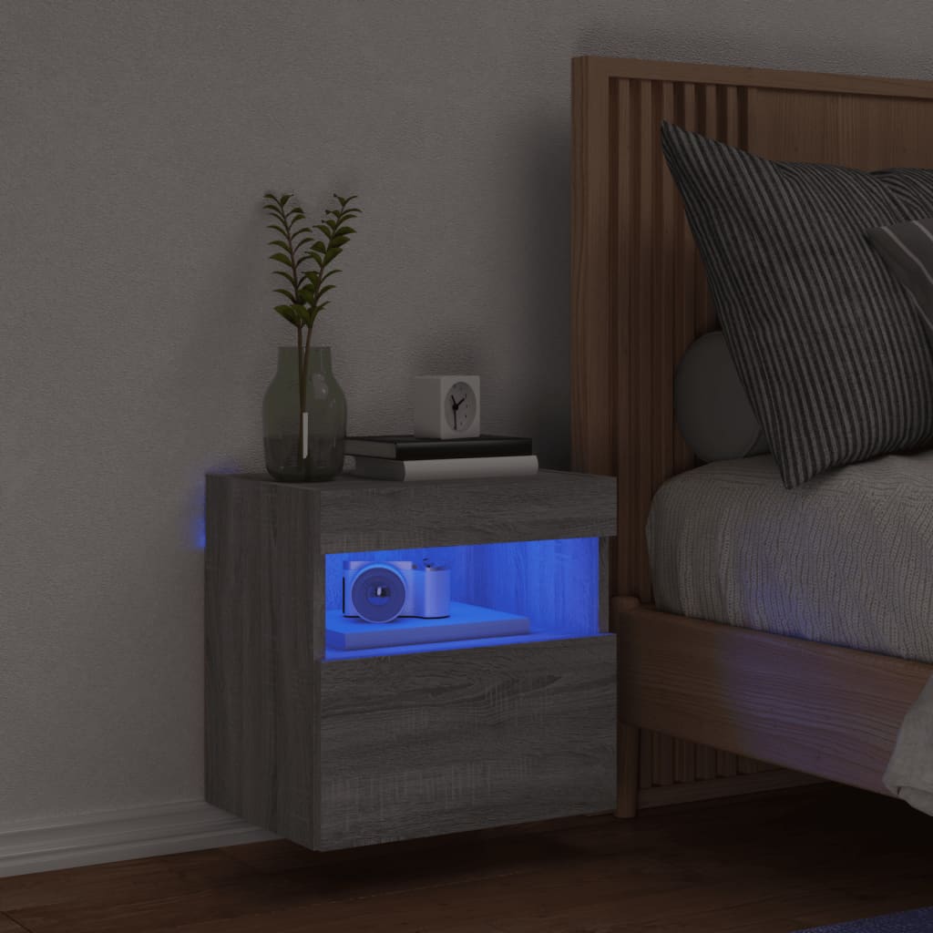 vidaXL TV-Wandschrank mit LED-Leuchten Grau Sonoma 40x30x40 cm