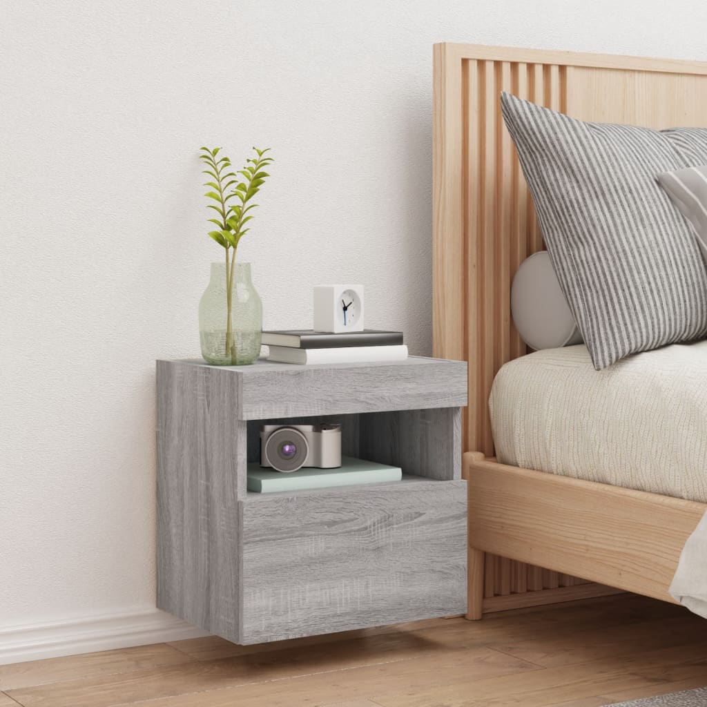 vidaXL TV-Wandschrank mit LED-Leuchten Grau Sonoma 40x30x40 cm