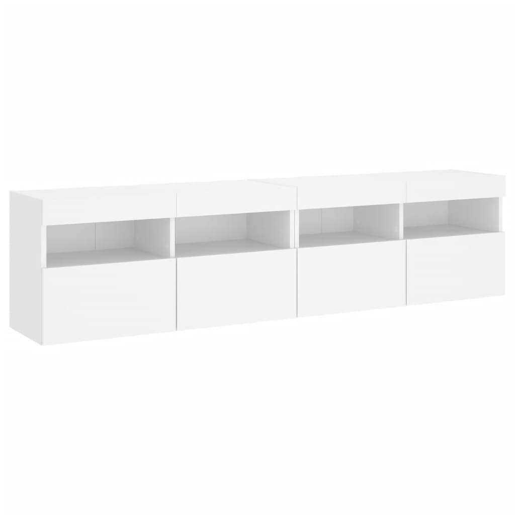 vidaXL TV-Wandschränke mit LED-Leuchten 2 Stk. Weiß 80x30x40 cm
