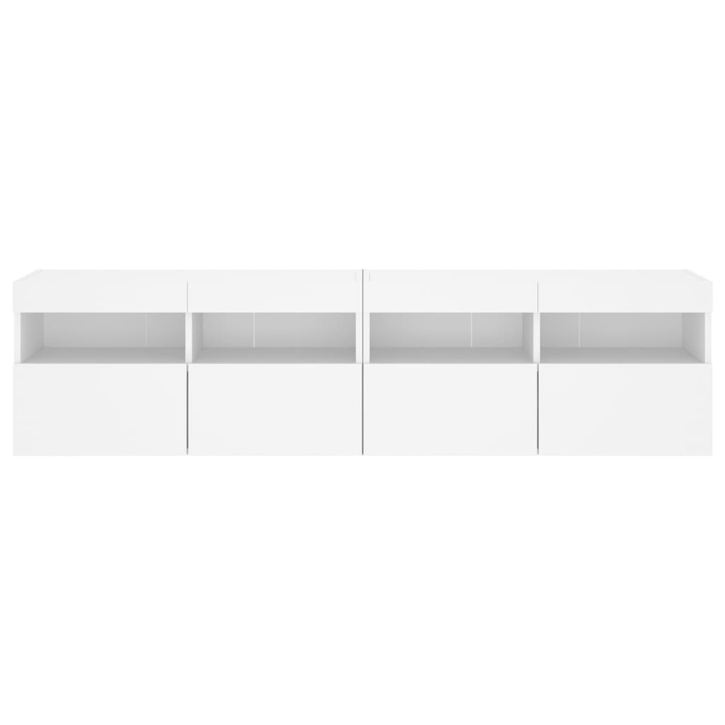 vidaXL TV-Wandschränke mit LED-Leuchten 2 Stk. Weiß 80x30x40 cm
