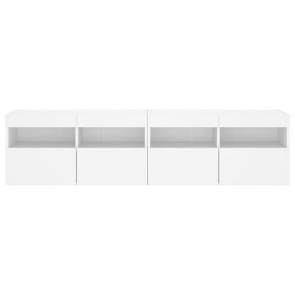 vidaXL TV-Wandschränke mit LED-Leuchten 2 Stk. Weiß 80x30x40 cm