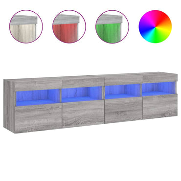 vidaXL TV-Wandschränke mit LED-Leuchten 2 Stk. Grau Sonoma 80x30x40 cm