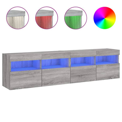 vidaXL TV-Wandschränke mit LED-Leuchten 2 Stk. Grau Sonoma 80x30x40 cm