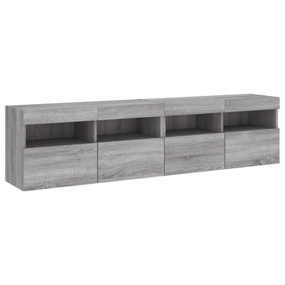 vidaXL TV-Wandschränke mit LED-Leuchten 2 Stk. Grau Sonoma 80x30x40 cm