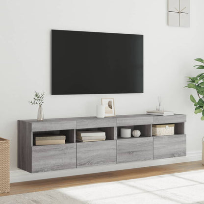 vidaXL TV-Wandschränke mit LED-Leuchten 2 Stk. Grau Sonoma 80x30x40 cm