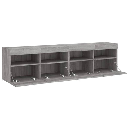 vidaXL TV-Wandschränke mit LED-Leuchten 2 Stk. Grau Sonoma 80x30x40 cm