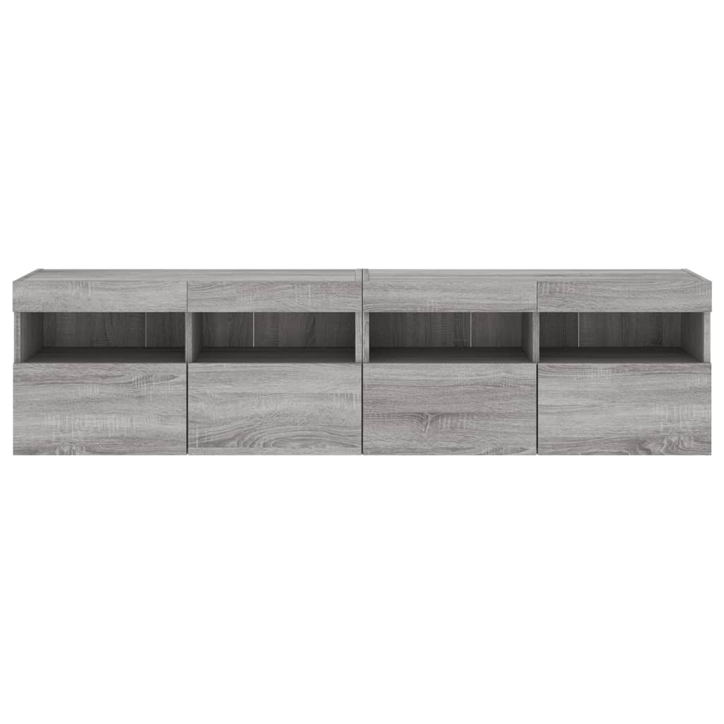vidaXL TV-Wandschränke mit LED-Leuchten 2 Stk. Grau Sonoma 80x30x40 cm