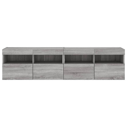 vidaXL TV-Wandschränke mit LED-Leuchten 2 Stk. Grau Sonoma 80x30x40 cm