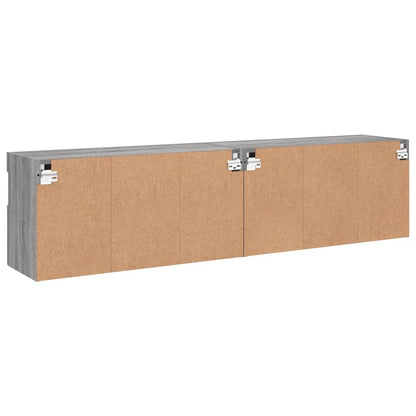 vidaXL TV-Wandschränke mit LED-Leuchten 2 Stk. Grau Sonoma 80x30x40 cm