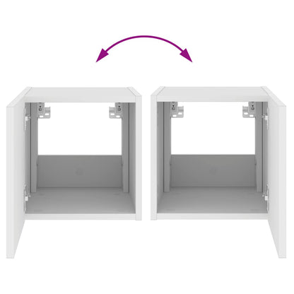 vidaXL TV-Wandschrank mit LED-Leuchten Weiß 30,5x35x30 cm