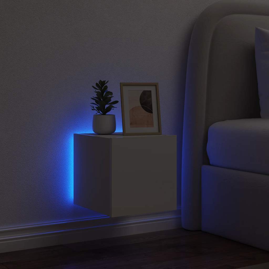 vidaXL TV-Wandschrank mit LED-Leuchten Weiß 30,5x35x30 cm