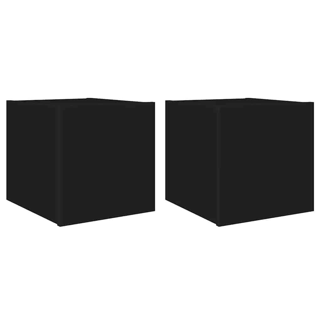 vidaXL TV-Wandschränke mit LED-Leuchten 2 Stk. Schwarz 30,5x35x30 cm