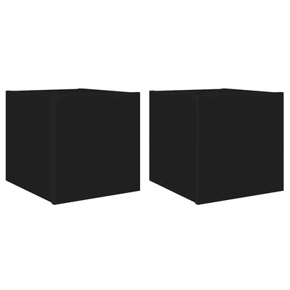 vidaXL TV-Wandschränke mit LED-Leuchten 2 Stk. Schwarz 30,5x35x30 cm