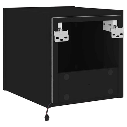 vidaXL TV-Wandschränke mit LED-Leuchten 2 Stk. Schwarz 30,5x35x30 cm