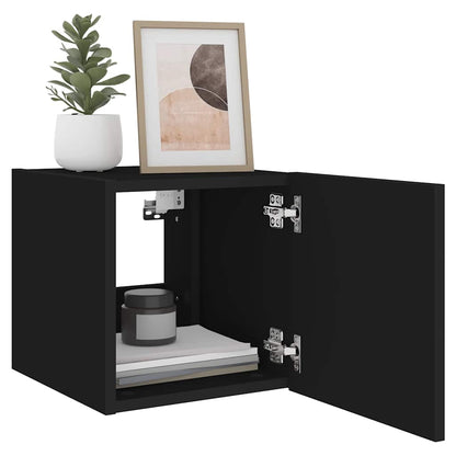 vidaXL TV-Wandschränke mit LED-Leuchten 2 Stk. Schwarz 30,5x35x30 cm