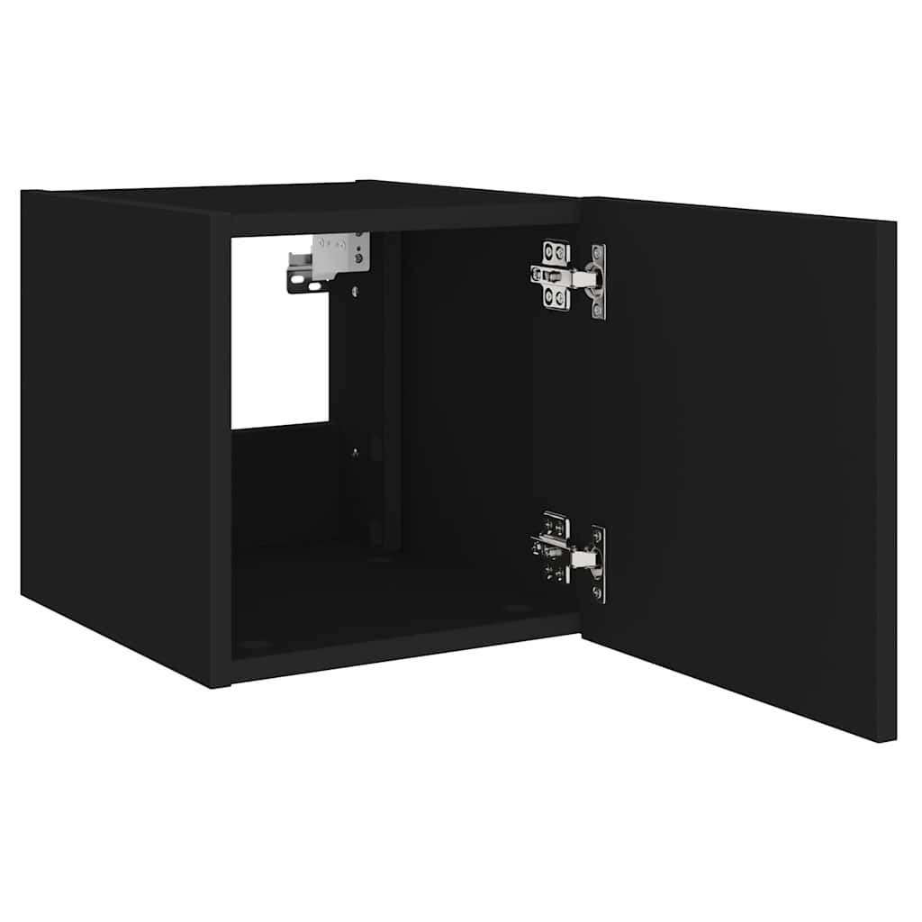 vidaXL TV-Wandschränke mit LED-Leuchten 2 Stk. Schwarz 30,5x35x30 cm