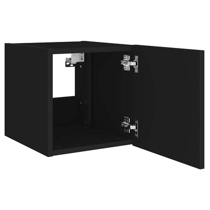 vidaXL TV-Wandschränke mit LED-Leuchten 2 Stk. Schwarz 30,5x35x30 cm