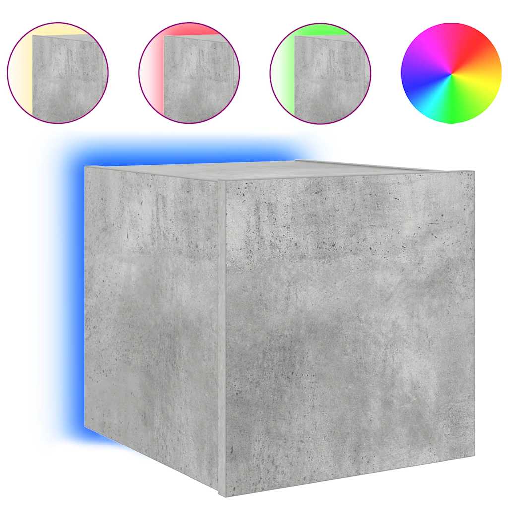 vidaXL TV-Wandschrank mit LED-Leuchten Betongrau 30,5x35x30 cm