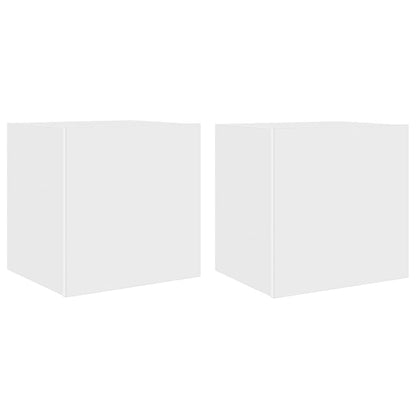 TV-Wandschränke mit LED-Leuchten 2 Stk. Weiß 40,5x35x40 cm