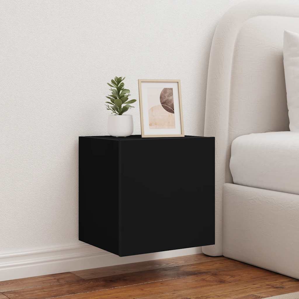 TV-Wandschrank mit LED-Leuchten Schwarz 40,5x35x40 cm