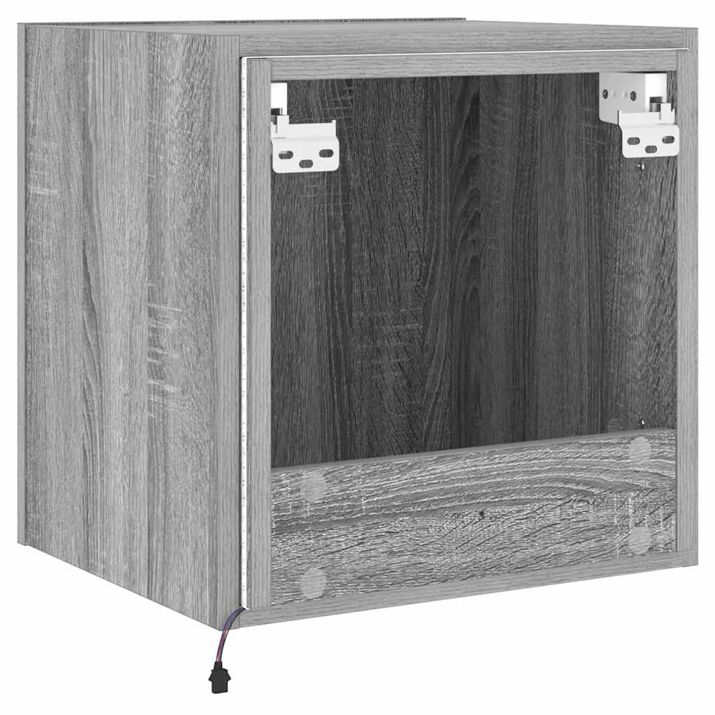 TV-Wandschrank mit LED-Leuchten Grau Sonoma 40,5x35x40 cm