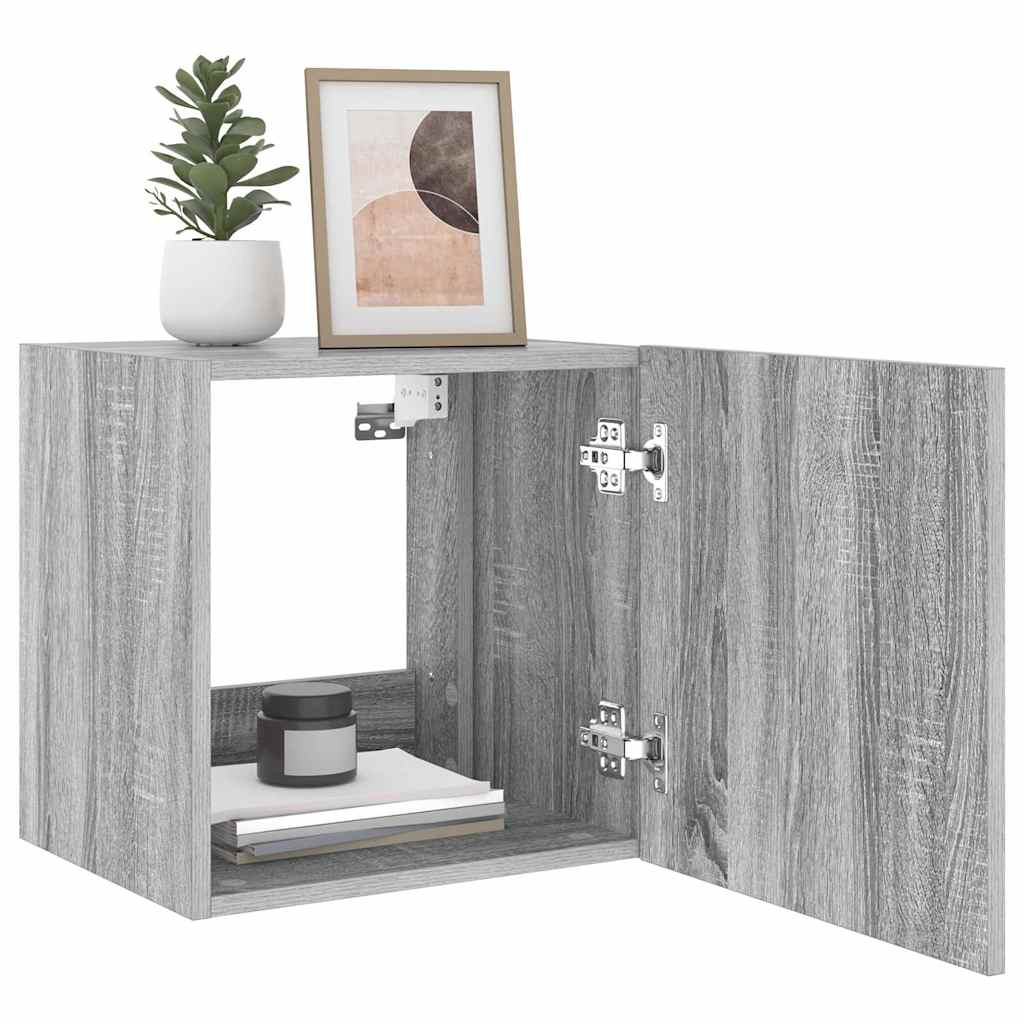 TV-Wandschränke mit LED-Leuchten 2Stk. Grau Sonoma 40,5x35x40cm