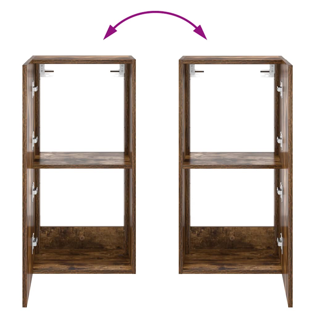 TV-Wandschrank mit LED-Leuchten Räuchereiche 40,5x35x80 cm