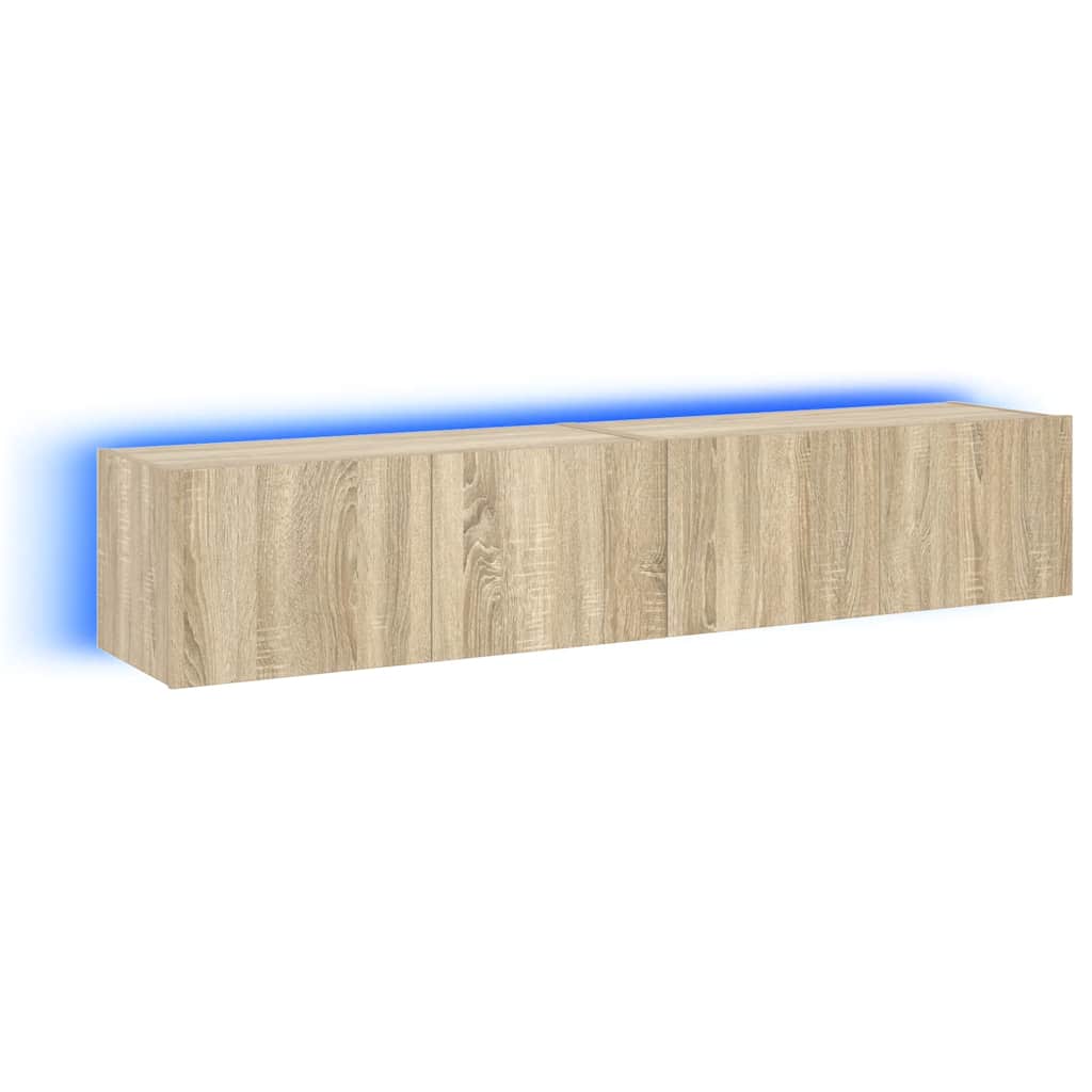 TV-Wandschränke mit LED-Leuchten 2 Stk. Sonoma-Eiche 80x35x31cm