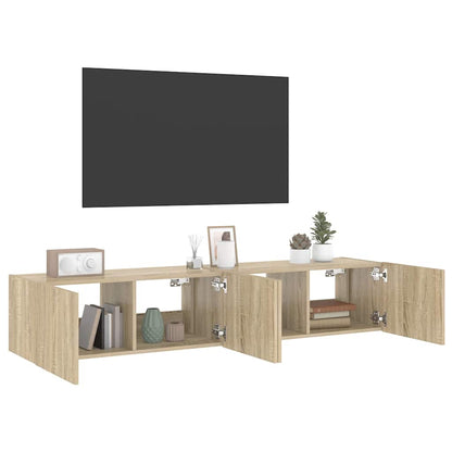 TV-Wandschränke mit LED-Leuchten 2 Stk. Sonoma-Eiche 80x35x31cm