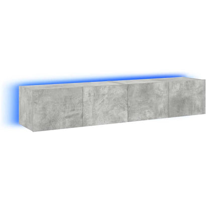 vidaXL TV-Wandschränke mit LED-Leuchten 2 Stk. Betongrau 80x35x31 cm