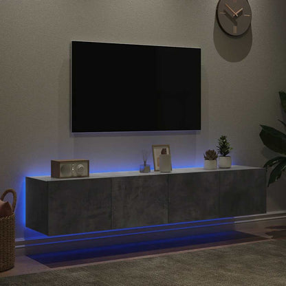vidaXL TV-Wandschränke mit LED-Leuchten 2 Stk. Betongrau 80x35x31 cm