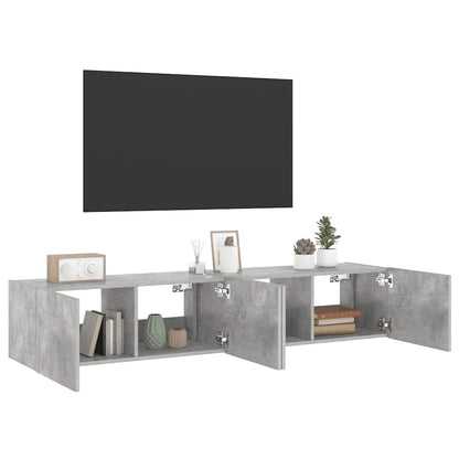 vidaXL TV-Wandschränke mit LED-Leuchten 2 Stk. Betongrau 80x35x31 cm