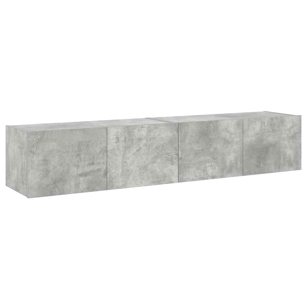 vidaXL TV-Wandschränke mit LED-Leuchten 2 Stk. Betongrau 80x35x31 cm