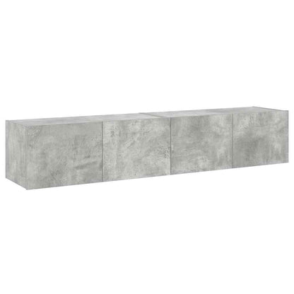 vidaXL TV-Wandschränke mit LED-Leuchten 2 Stk. Betongrau 80x35x31 cm