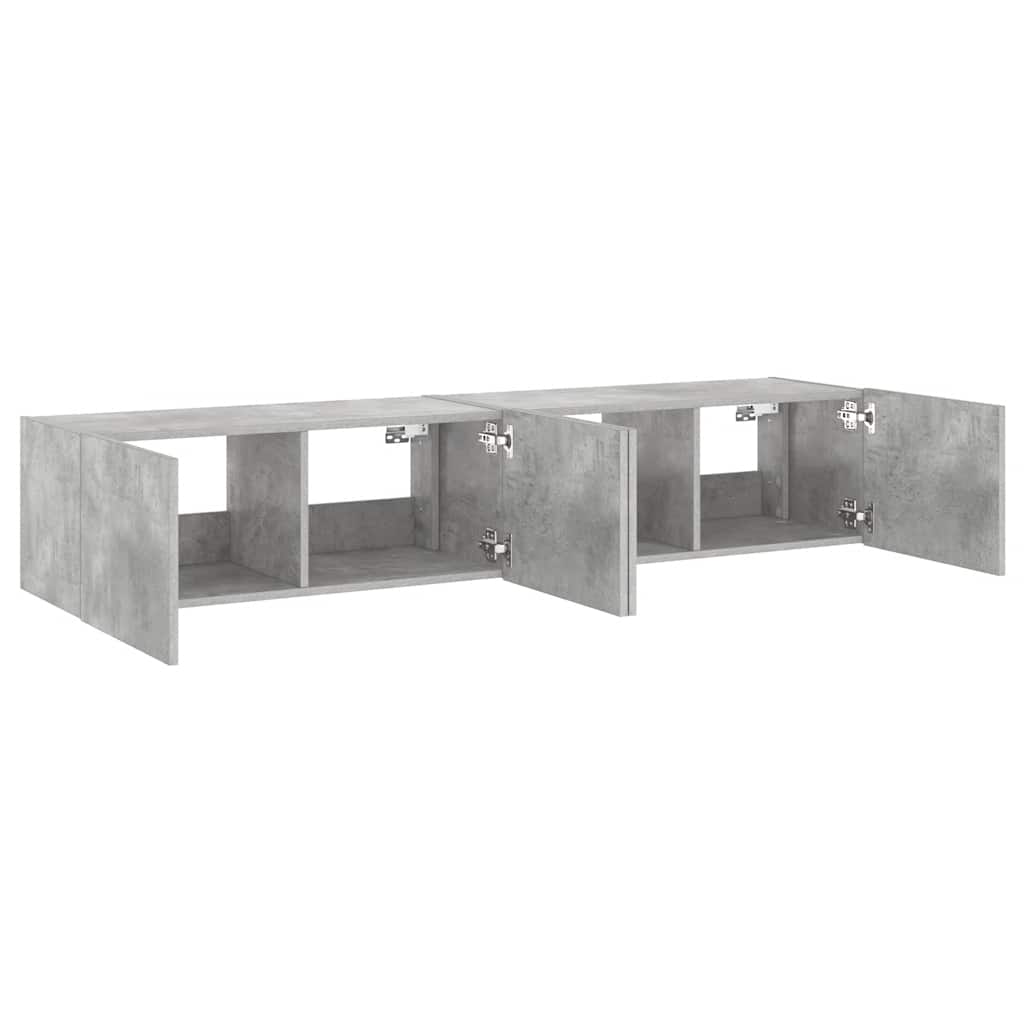 vidaXL TV-Wandschränke mit LED-Leuchten 2 Stk. Betongrau 80x35x31 cm