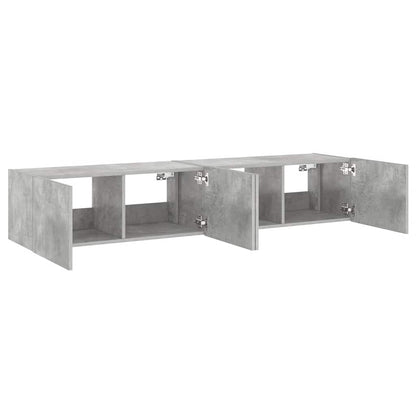 vidaXL TV-Wandschränke mit LED-Leuchten 2 Stk. Betongrau 80x35x31 cm