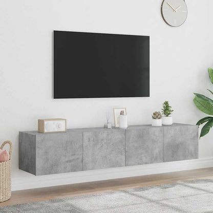 vidaXL TV-Wandschränke mit LED-Leuchten 2 Stk. Betongrau 80x35x31 cm