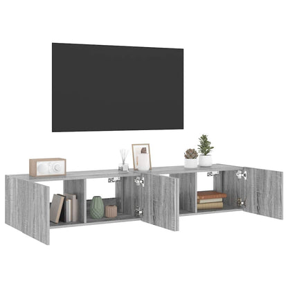 TV-Wandschränke mit LED-Leuchten 2 Stk. Grau Sonoma 80x35x31 cm