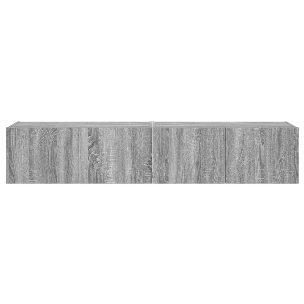 TV-Wandschränke mit LED-Leuchten 2 Stk. Grau Sonoma 80x35x31 cm