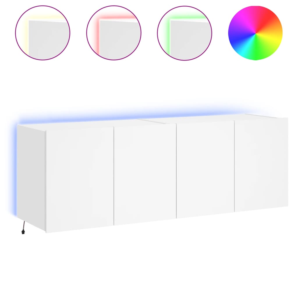 vidaXL TV-Wandschränke mit LED-Leuchten 2 Stk. Weiß 60x35x41 cm