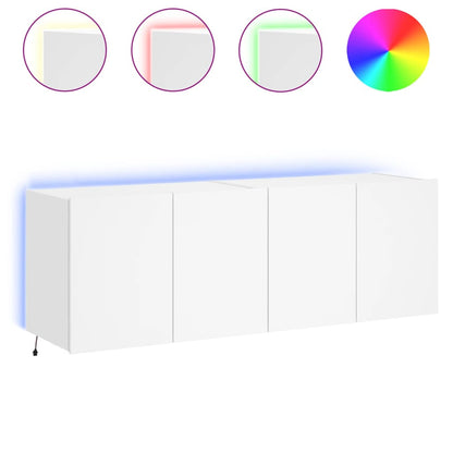 vidaXL TV-Wandschränke mit LED-Leuchten 2 Stk. Weiß 60x35x41 cm
