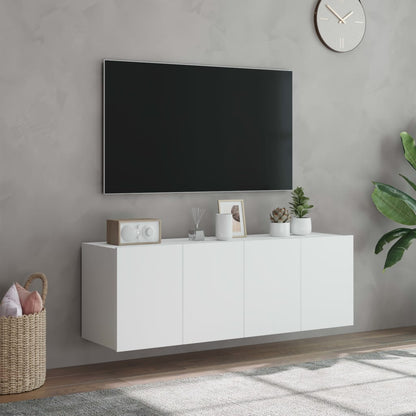 vidaXL TV-Wandschränke mit LED-Leuchten 2 Stk. Weiß 60x35x41 cm