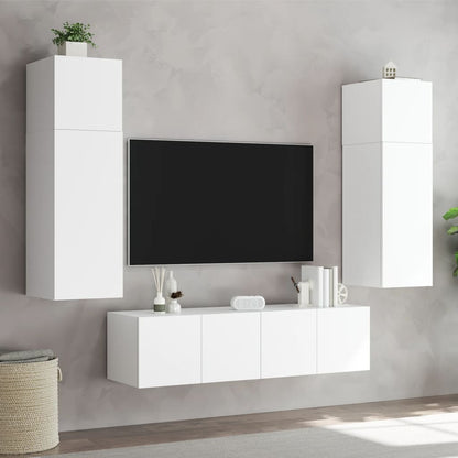 vidaXL TV-Wandschränke mit LED-Leuchten 2 Stk. Weiß 60x35x41 cm