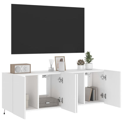 vidaXL TV-Wandschränke mit LED-Leuchten 2 Stk. Weiß 60x35x41 cm
