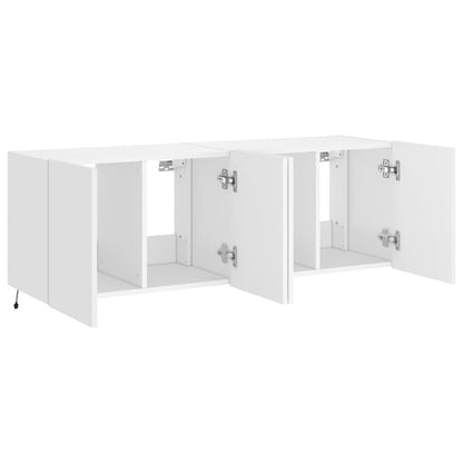 vidaXL TV-Wandschränke mit LED-Leuchten 2 Stk. Weiß 60x35x41 cm